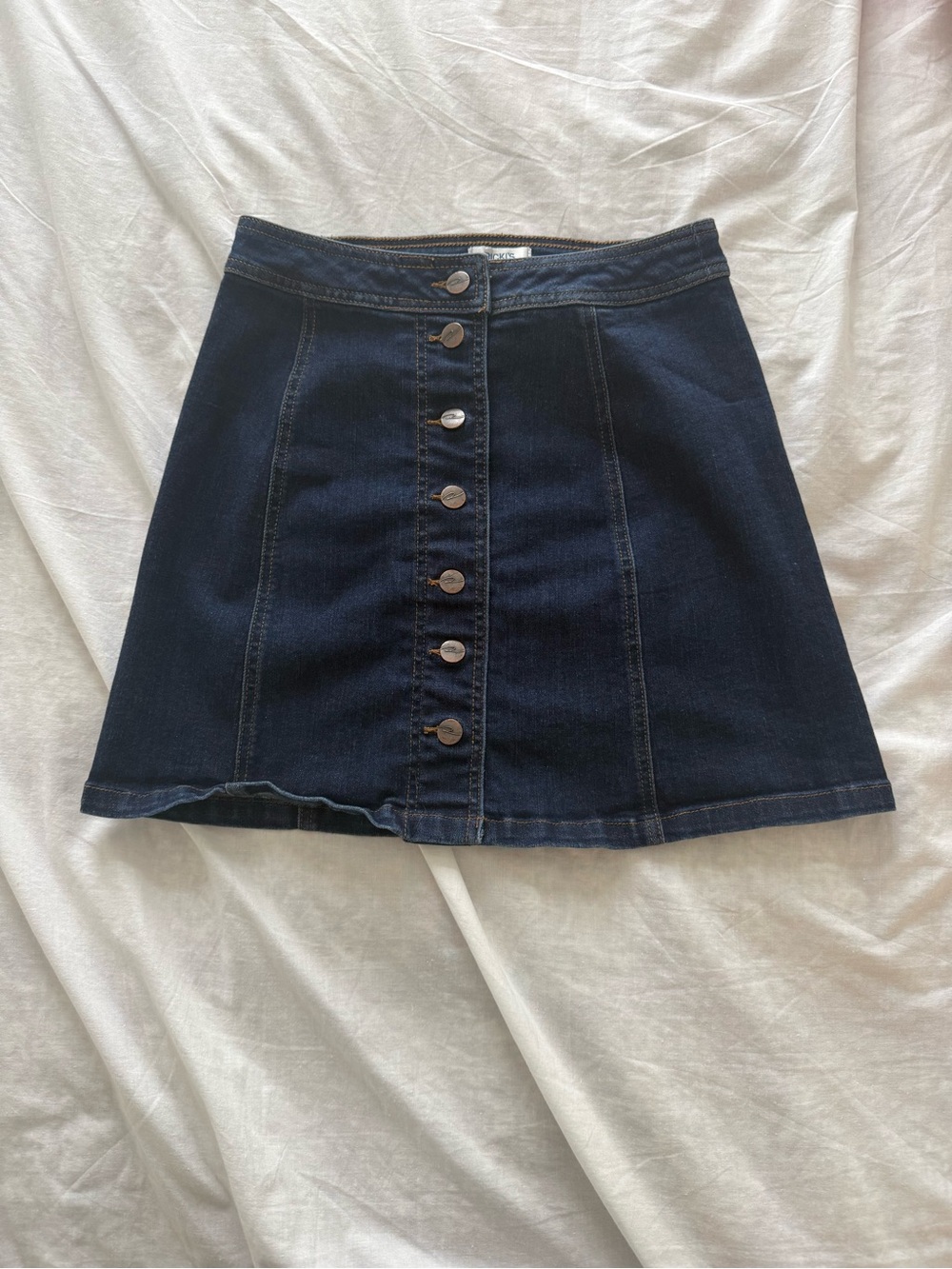 Ricki's Dark Blue Button-Front A-Line Denim Skirt